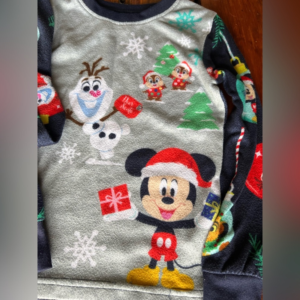 Disney Kids Pajama Set - Gray with Festive Characters - Picture 2 of 4